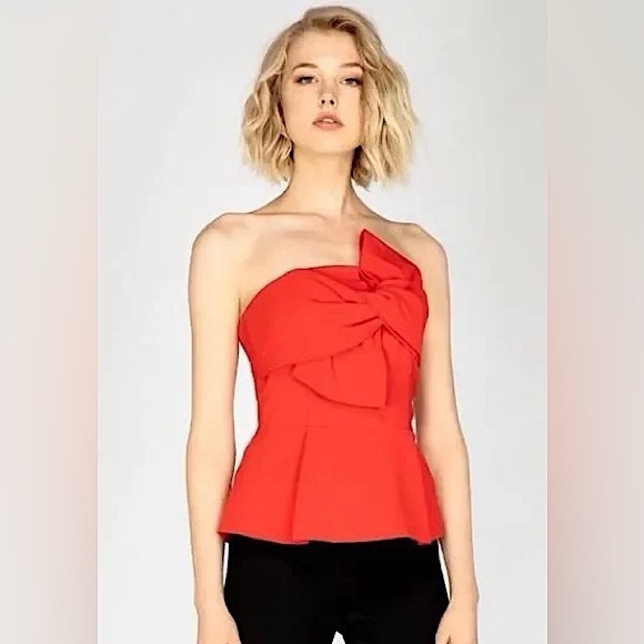 Anthropologie Tops - Adelyn Rae NWT Red Rozina Woven Strapless Bow Top